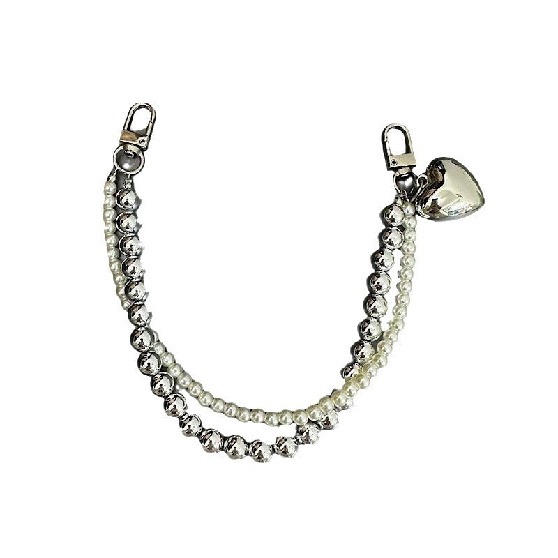 Elegant Pearl and Metallic Bead Keychain Kalsten