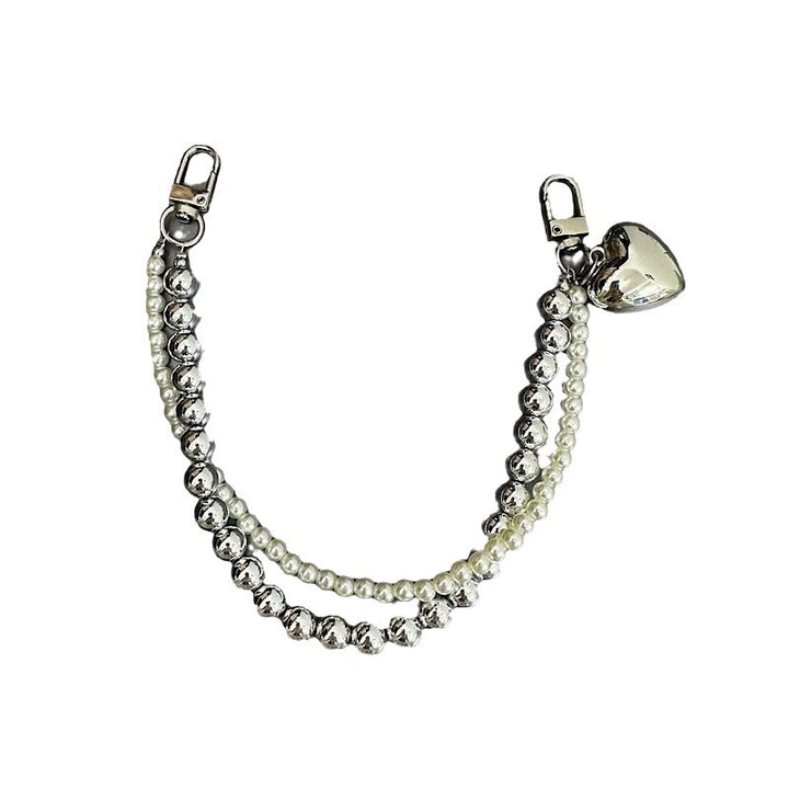 Elegant Pearl and Metallic Bead Keychain Kalsten