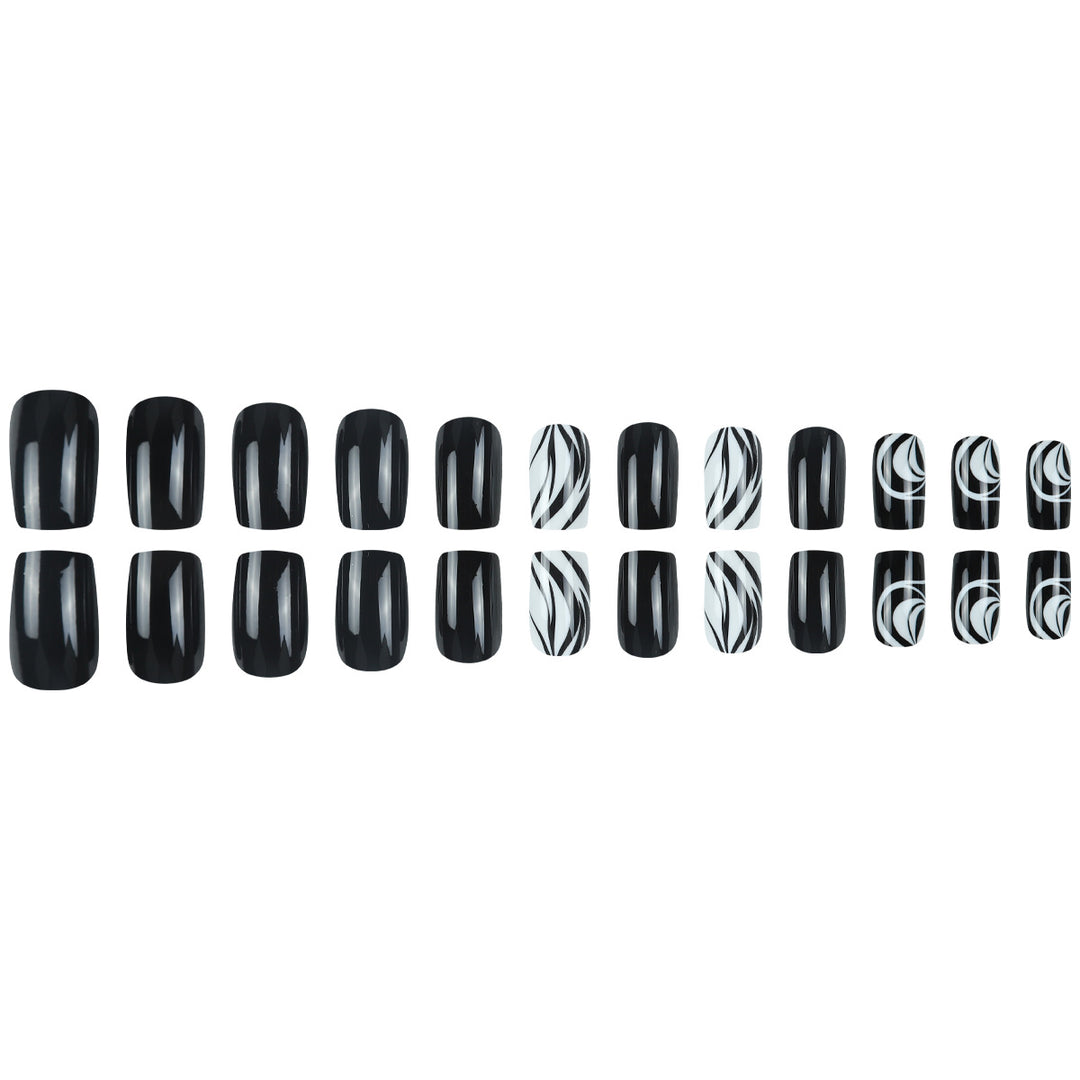 Artistic Press-On Nail Set with Elegant Swirl Design Kalsten