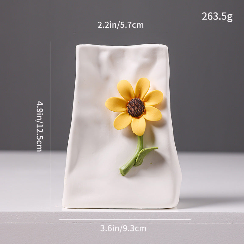 Decorative Floral Relief Ceramic Vase Kalsten