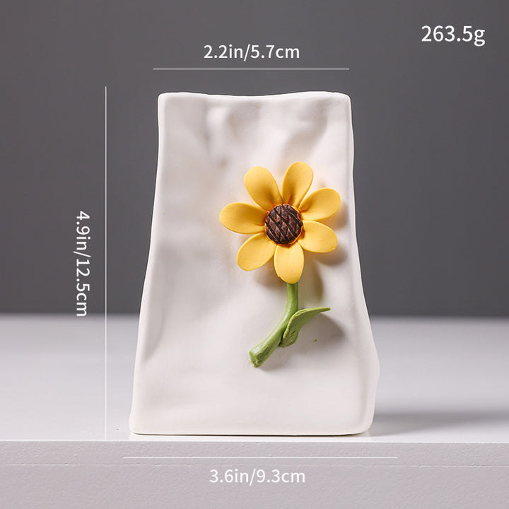 Decorative Floral Relief Ceramic Vase Kalsten