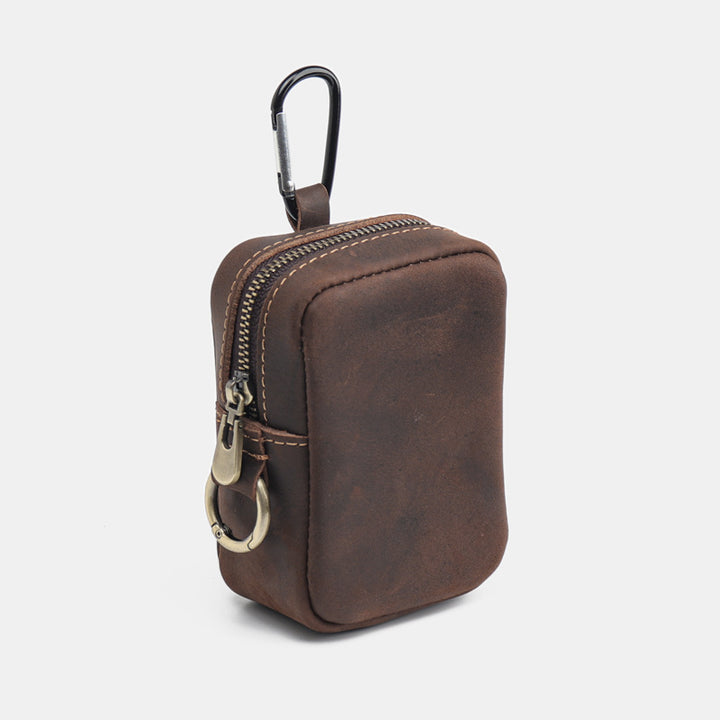 Leather Zippered Keychain Pouch