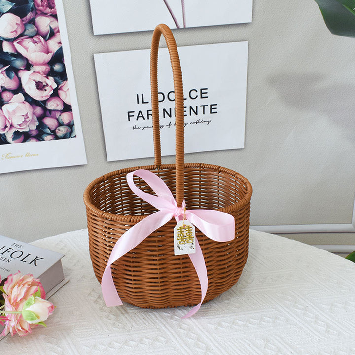 Elegant Handcrafted Rattan Tote Basket Kalsten