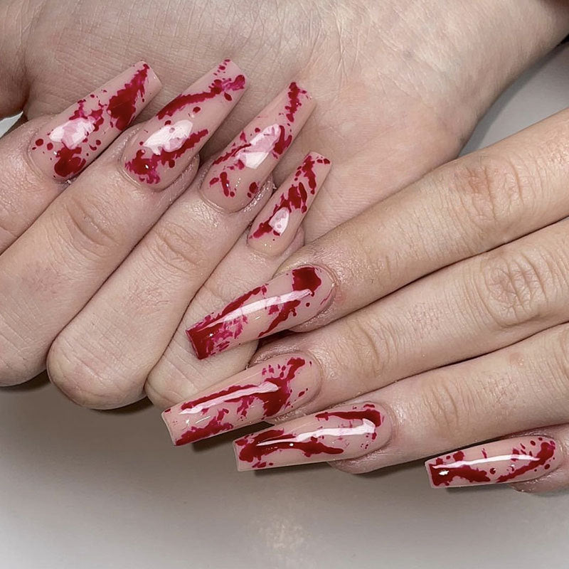 Artistic Blood Splatter Nail Art Extensions Kalsten