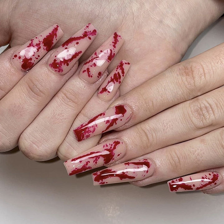 Artistic Blood Splatter Nail Art Extensions Kalsten
