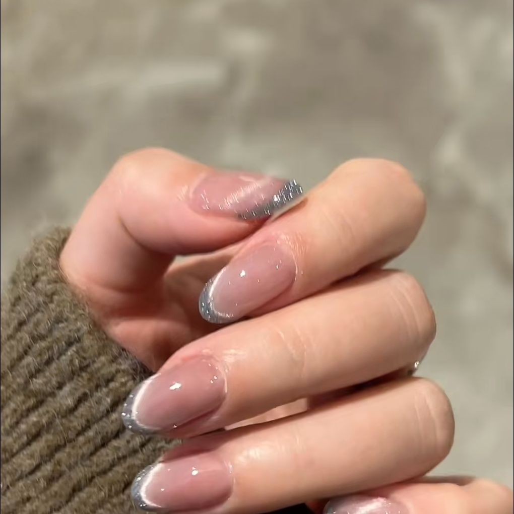 Glittery French Tip Nail Extensions
