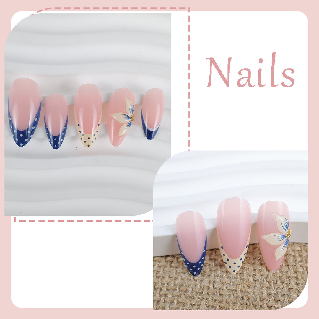 Artificial nail set with elegant floral details and modern accents Kalsten