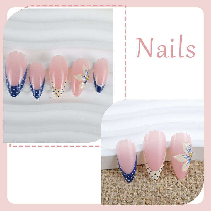 Artificial nail set with elegant floral details and modern accents Kalsten