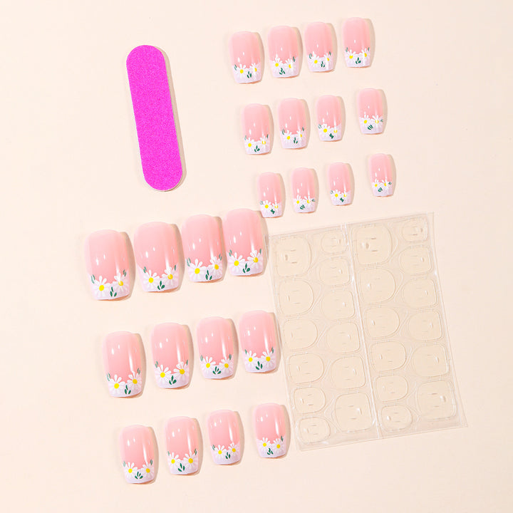 Floral French Tip Nail Art Set Kalsten