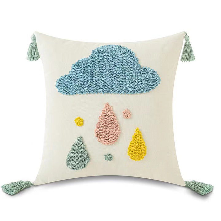 Decorative Cushion with Cloud and Drop Design