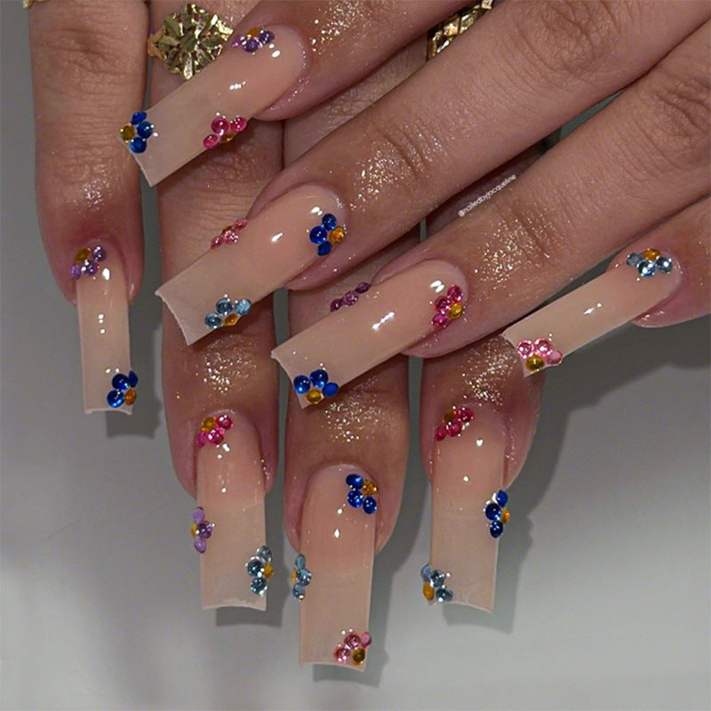 Acrylic Nail Set with Sparkling Rhinestone Accents Kalsten