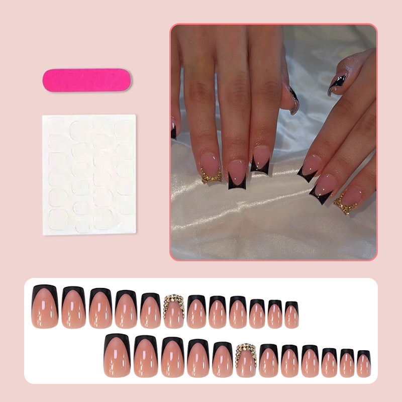Acrylic nail set with elegant French design and glamorous accents Kalsten