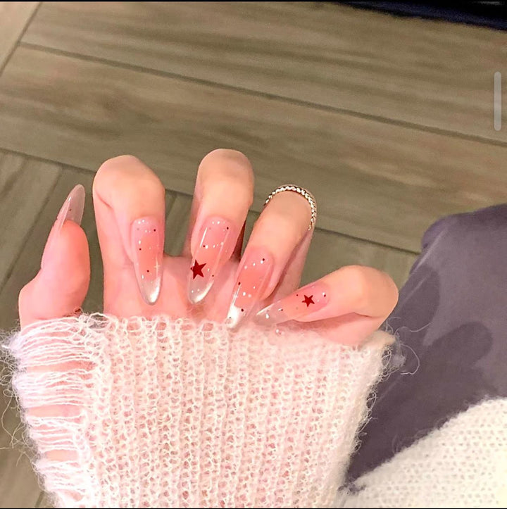 Elegant Press-On Nail Extensions with Floral Design Kalsten