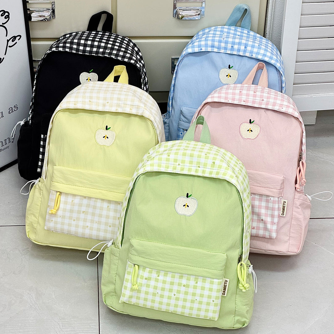 Playful Gingham Patterned Backpack Kalsten