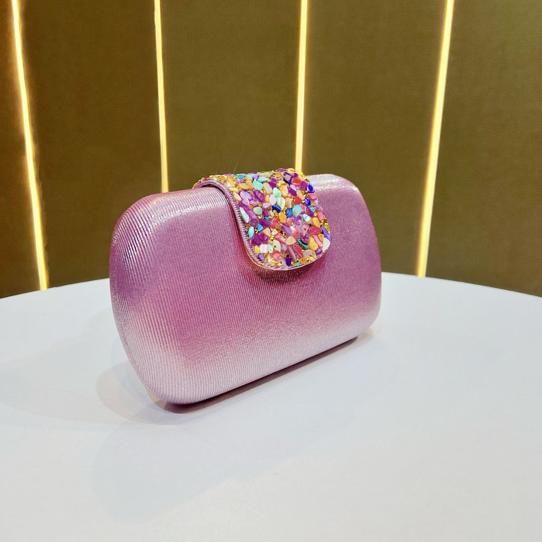 Rhinestone-Decorated Evening Clutch