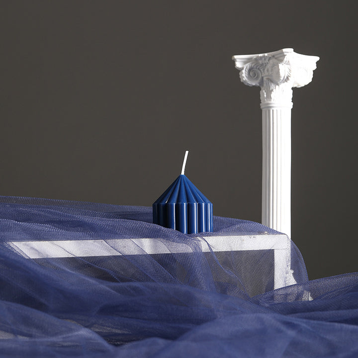 Decorative Tall Fluted Column Pillar Candle with Conical Peak