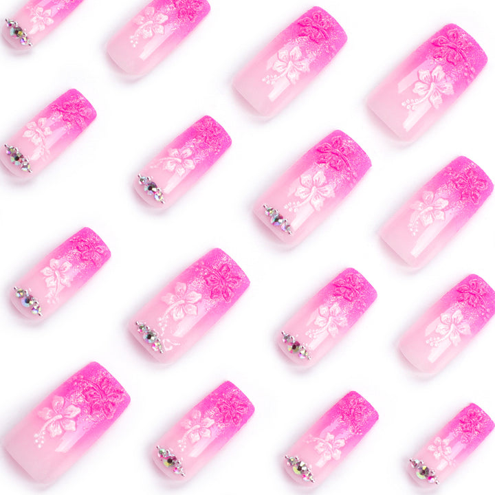 Artistic long nails in floral design Kalsten