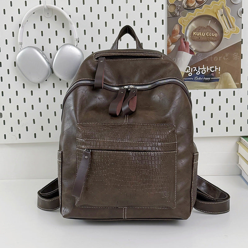 Stylish Crocodile-Patterned Leather Backpack Kalsten