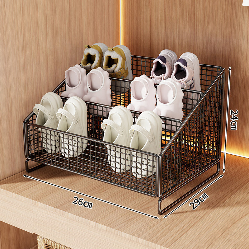 Angled Tiered Mesh Countertop Shoe and Slipper Organizer