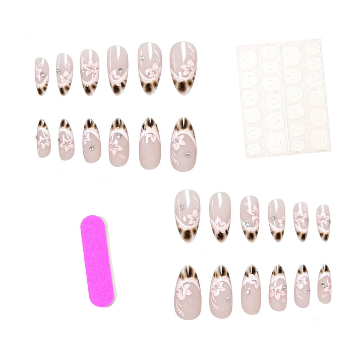 Elegant Floral-Design Acrylic Nail Enhancements Kalsten