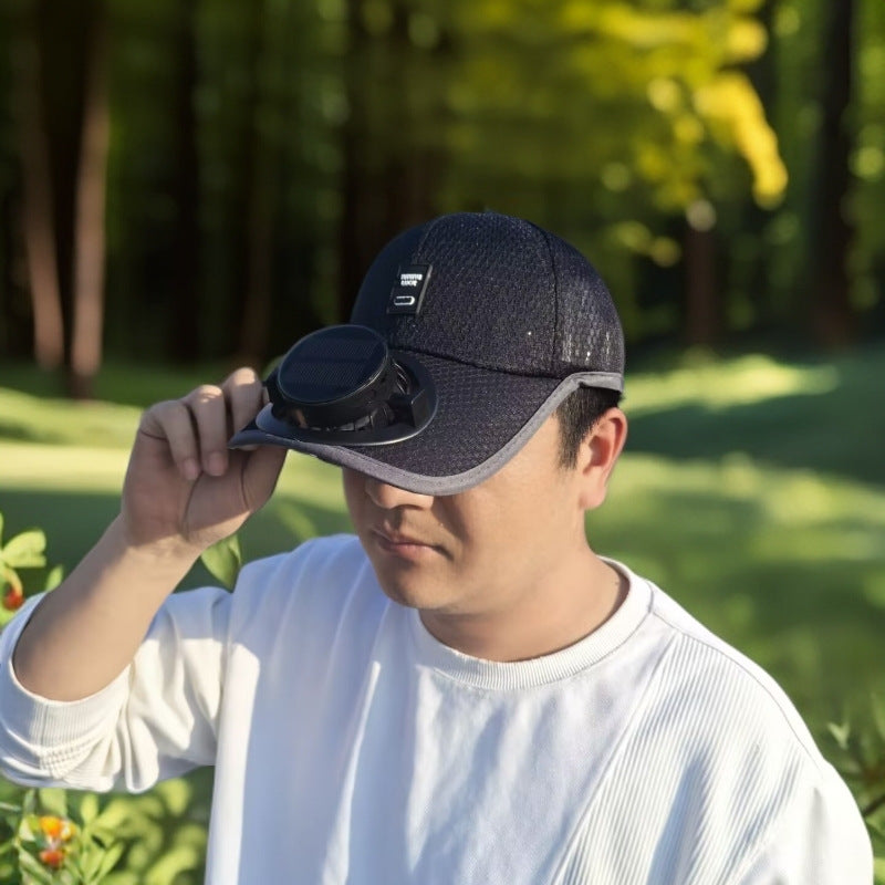 Solar-powered baseball cap with detachable solar fan and breathable honeycomb fabric Kalsten