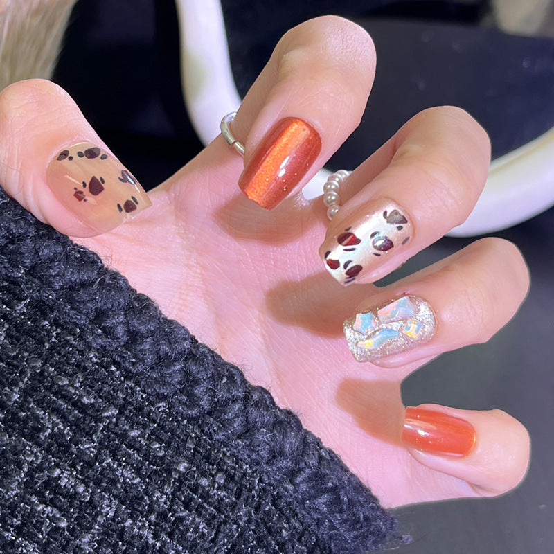 Glamorous Press-On Nail Set with Decorative Gemstone Accents Kalsten