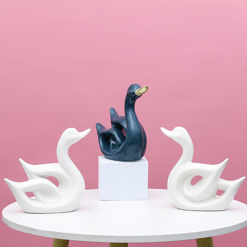 Artistic Swan-Shaped Ceramic Decor Kalsten