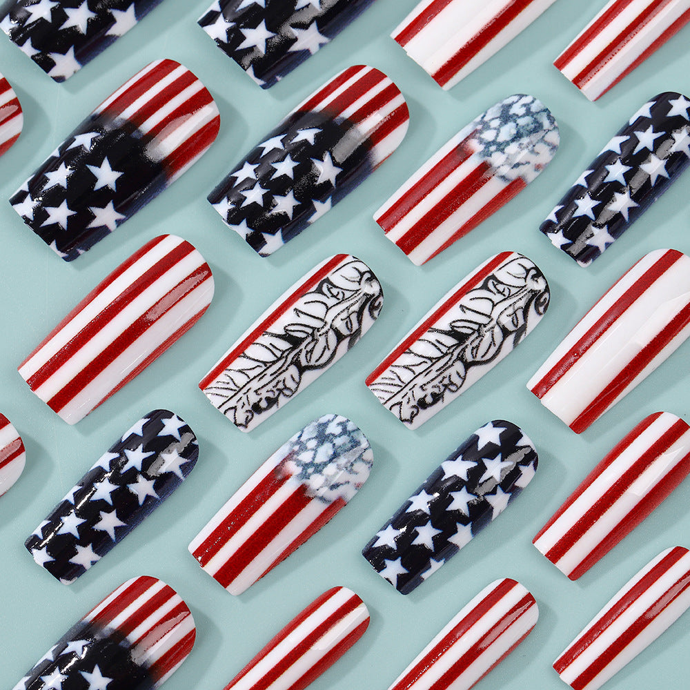 Creative artificial nails with patriotic design Kalsten