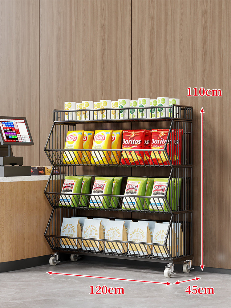 Three-Tier Mobile Wire Basket Organizer Cart