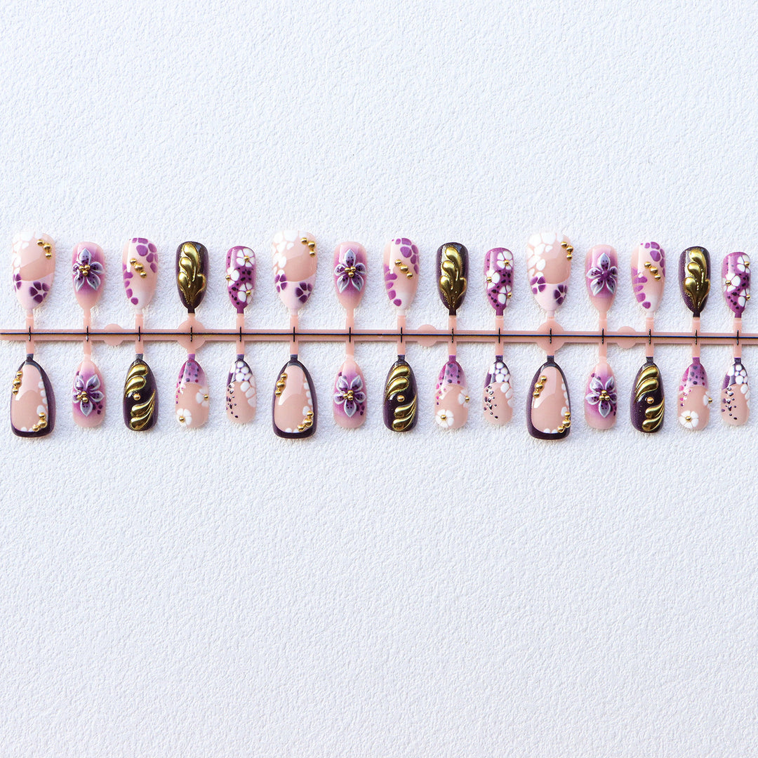 Artistic Floral Embellished Press-On Nails