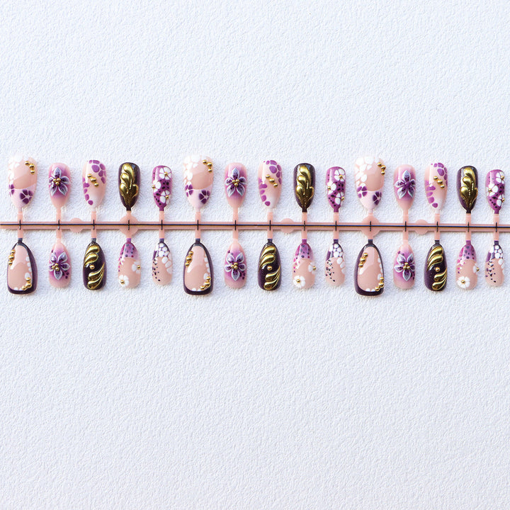Artistic Floral Embellished Press-On Nails