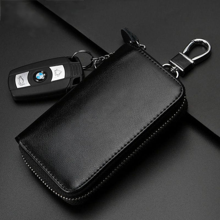 Compact Leather Keychain Wallet