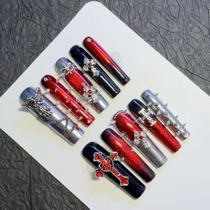 Gothic-Themed Decorative Press-On Nail Art Set