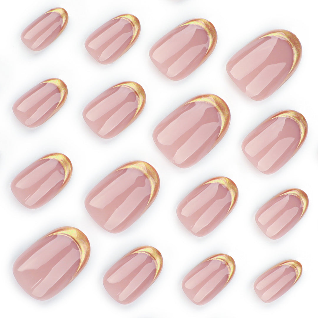 Artful Gel Nail Art with Elegant Gold Tip Kalsten