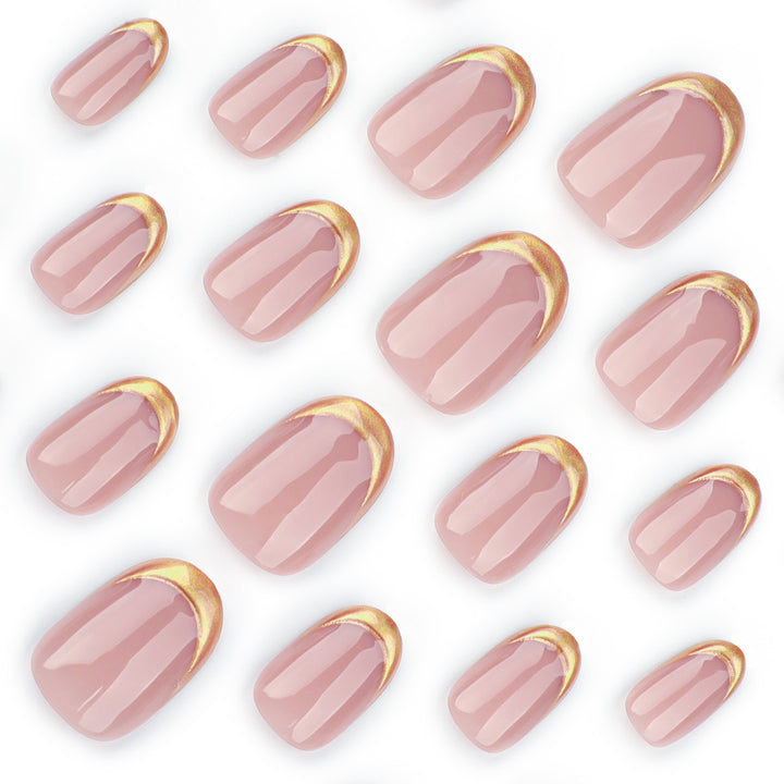 Artful Gel Nail Art with Elegant Gold Tip Kalsten