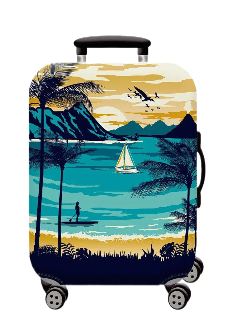 Unisex hard-shell cabin trolley with vintage travel illustration, 360° swivel wheels and telescopic handle Kalsten