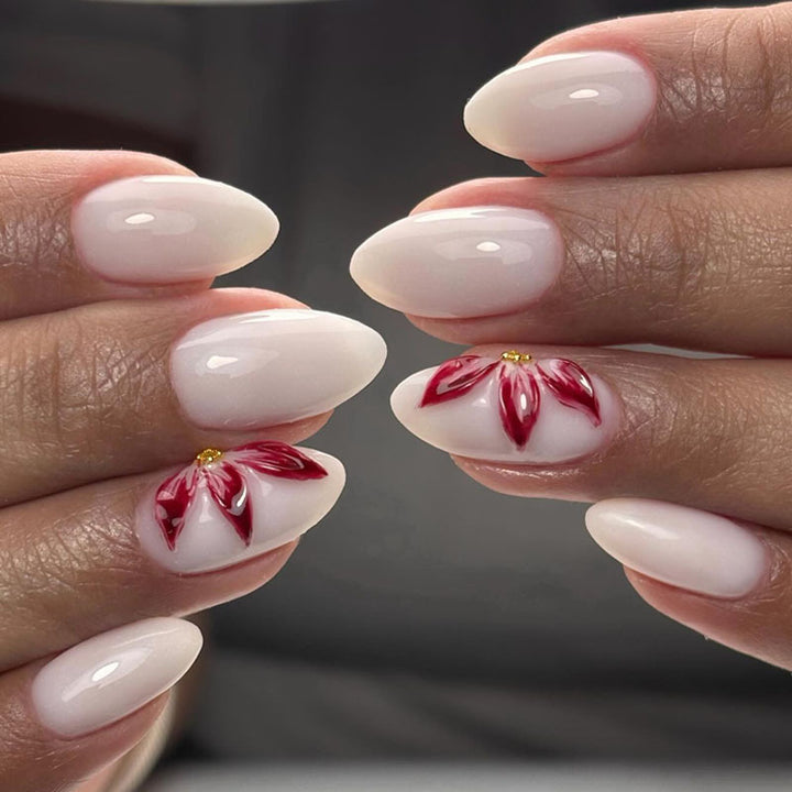 Artificial nail set with elegant flower decorations Kalsten
