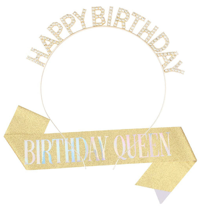 Ladies Glittering Headband with "Happy Birthday" Inscription Kalsten