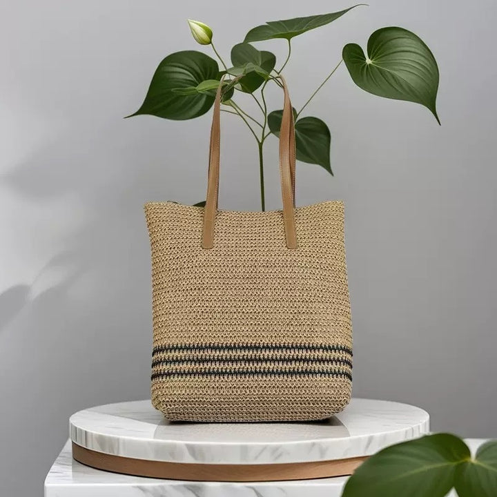 Spacious fabric tote bag with leather handles Kalsten