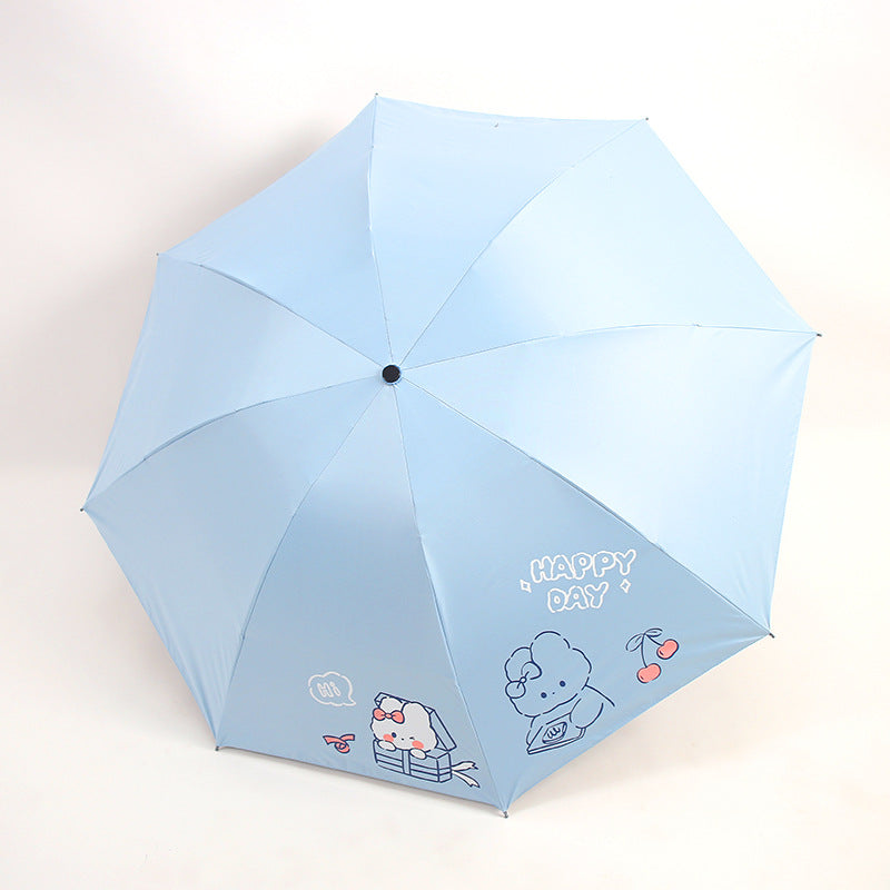 Ladies folding umbrella with playful design and cheerful Kalsten motif