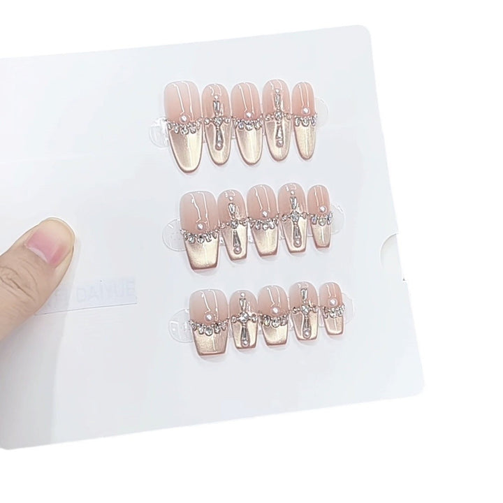 Luxurious Press-On Nail Set with Rhinestone Accents Kalsten