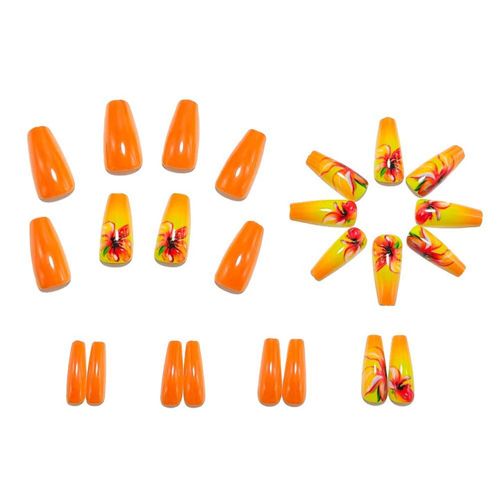 Acrylic nails with gradient color and floral design Kalsten