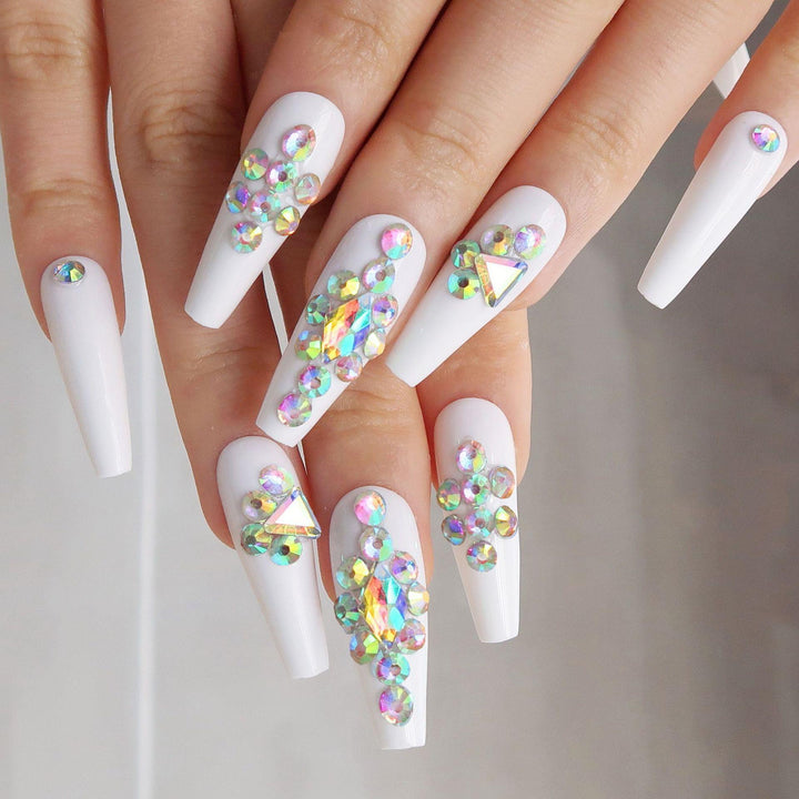 Long Stiletto Press-On Nails with Rhinestone Accents Kalsten