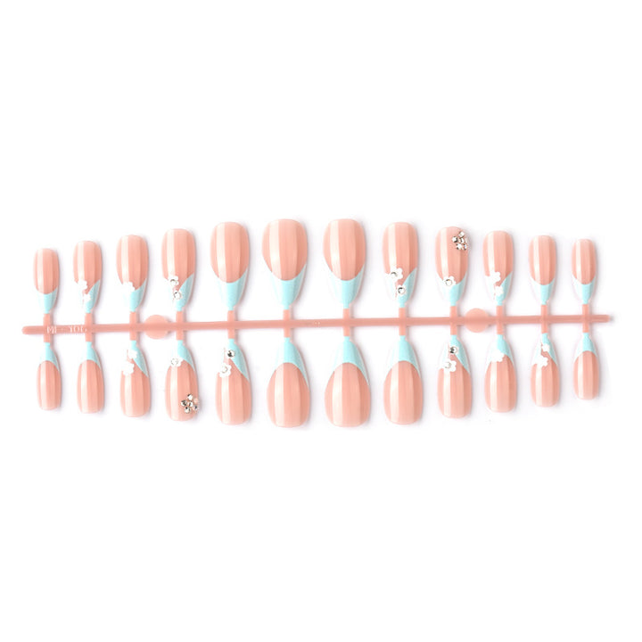 Floral Accent Press-On Nail Set with Gem Details Kalsten