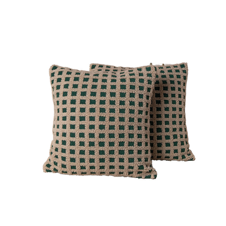 Holiday Tufted Chenille Square Throw Pillow with Raised Tree Motif and Hidden Zipper