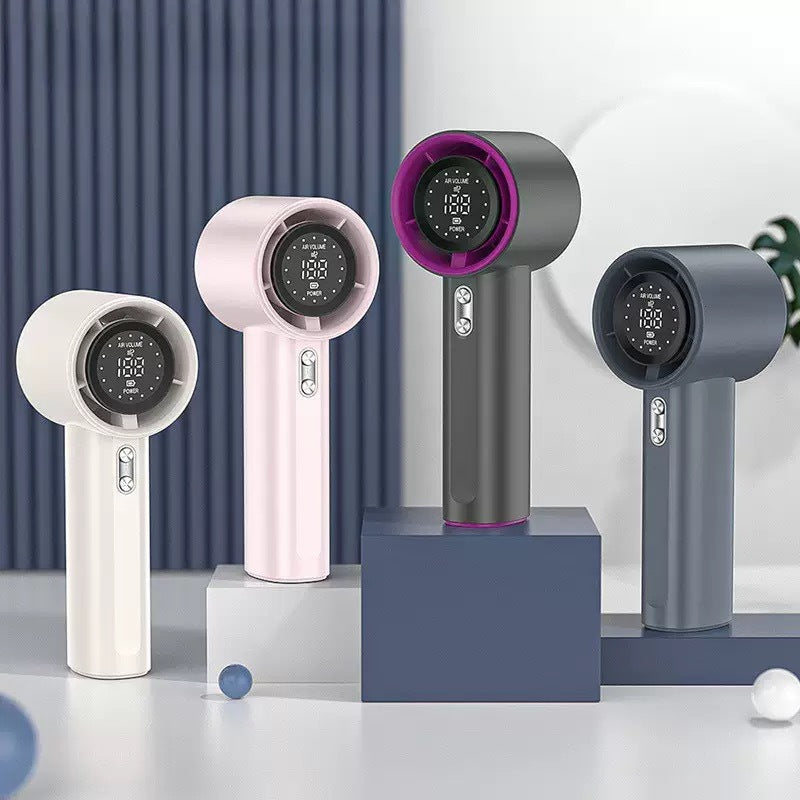 Cooling handheld bladeless personal fan with LED speed display and ultra-quiet brushless motor Kalsten