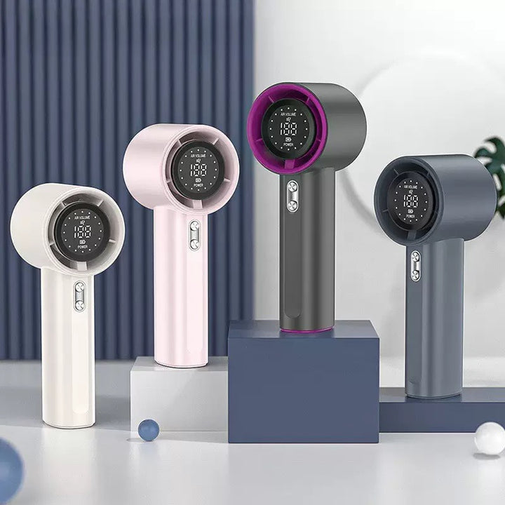 Cooling handheld bladeless personal fan with LED speed display and ultra-quiet brushless motor Kalsten