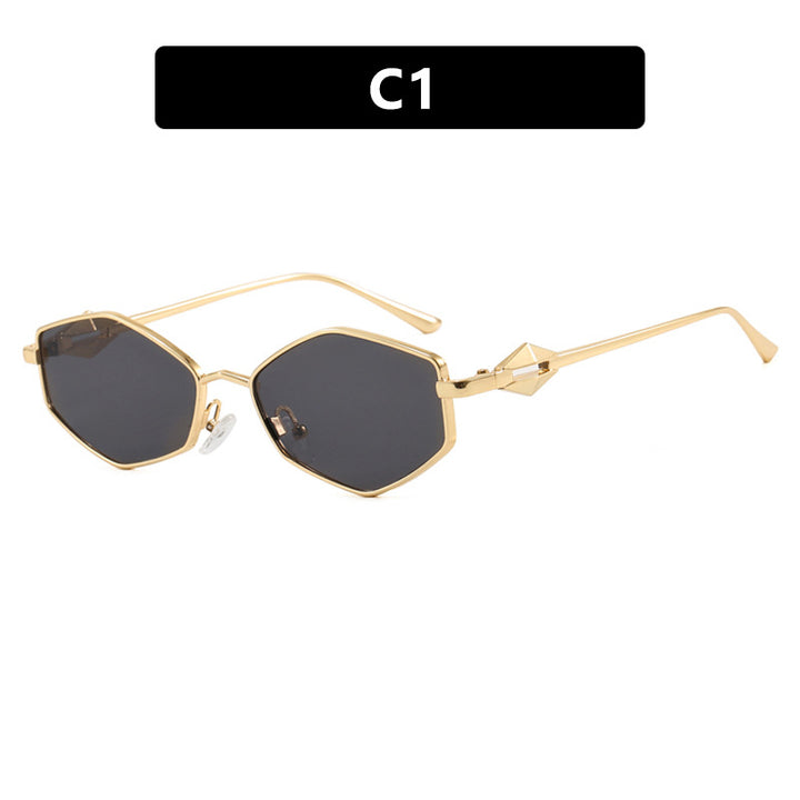 Women's geometric sunglasses with protective UV filter and high-end metal frame Kalsten