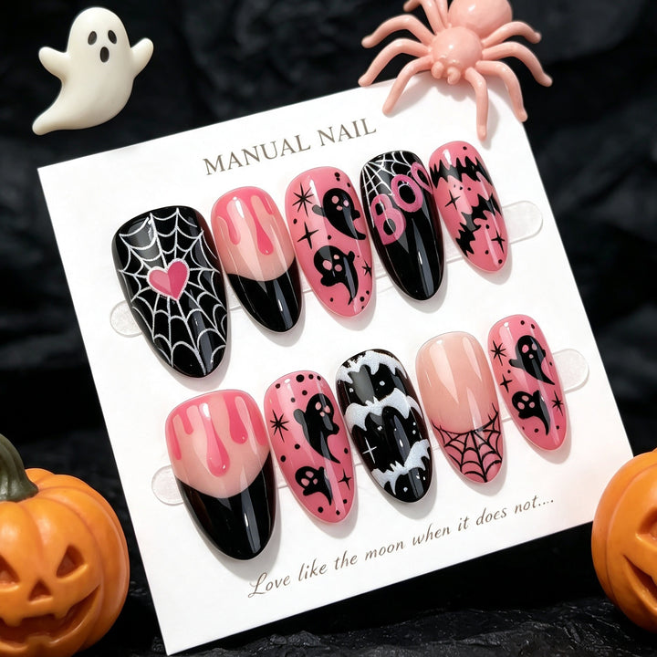 Artistic Halloween-Themed Press-On Nail Art Kit
