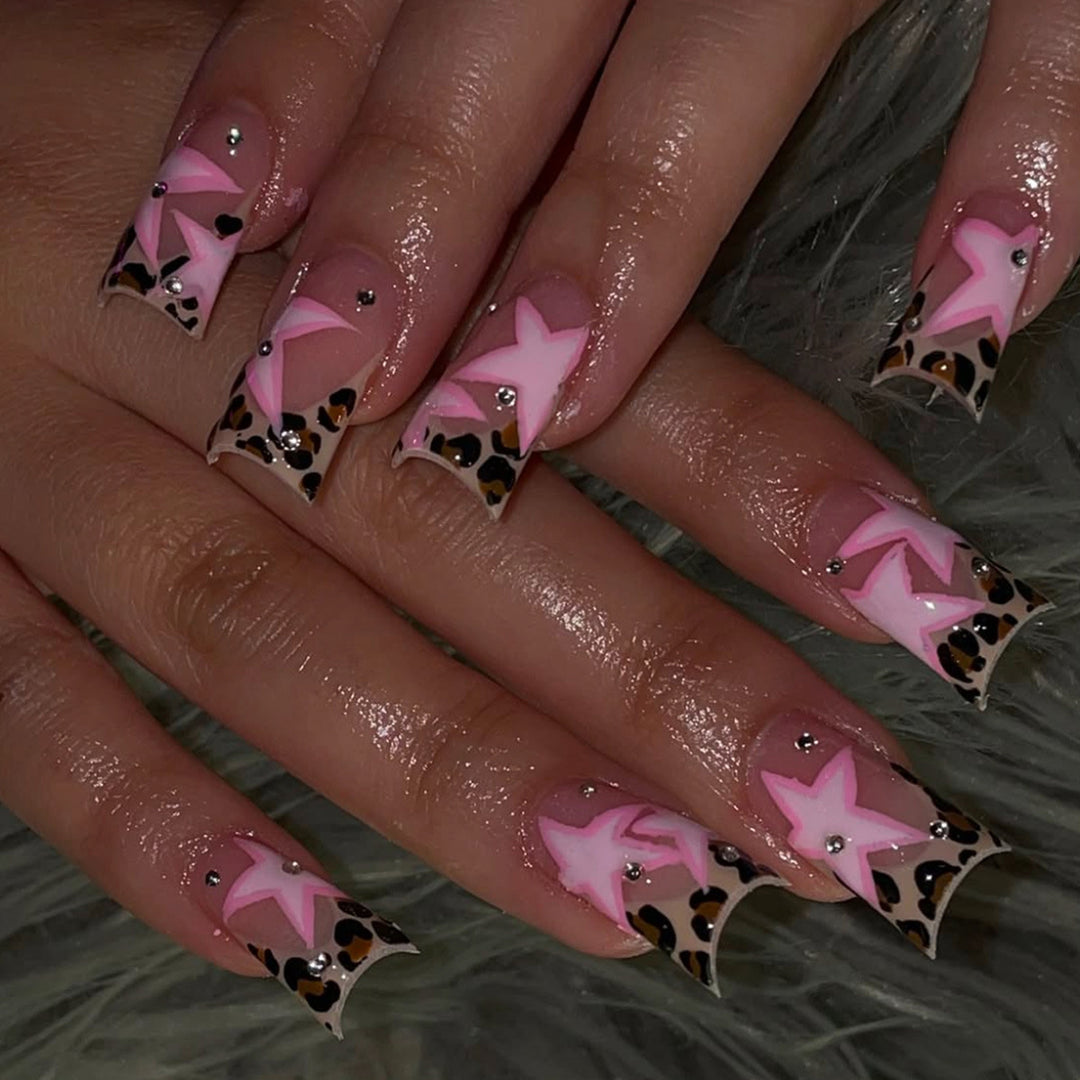 Artistic Star-Embellished Press-On Nail Set Kalsten